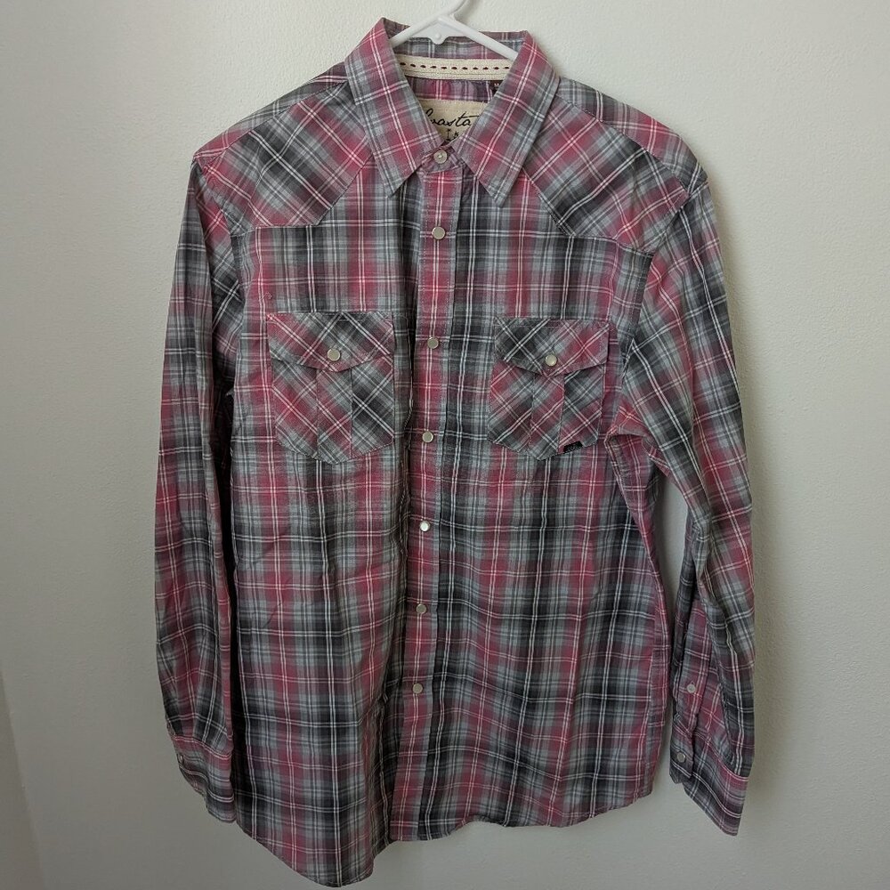 Coastal Western Men's Plaid Pearl Snap Long Sleeve, Medium